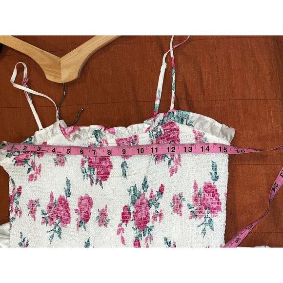 LoveShackFancy By Target White & Pink Floral Tiered Smocked Women's Midi Dress M - Picture 6 of 8